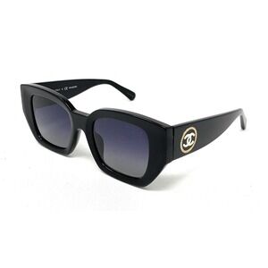 CHANEL Women's POLARIZED Sunglasses CH5506A 622/S8 Black Gold Grey 51mm